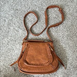 Tan Faux Leather Crossbody Bag